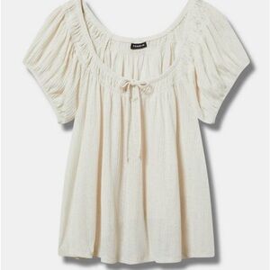 torrid Whisper White Knit Gauze Scoop Neck Peasant Top